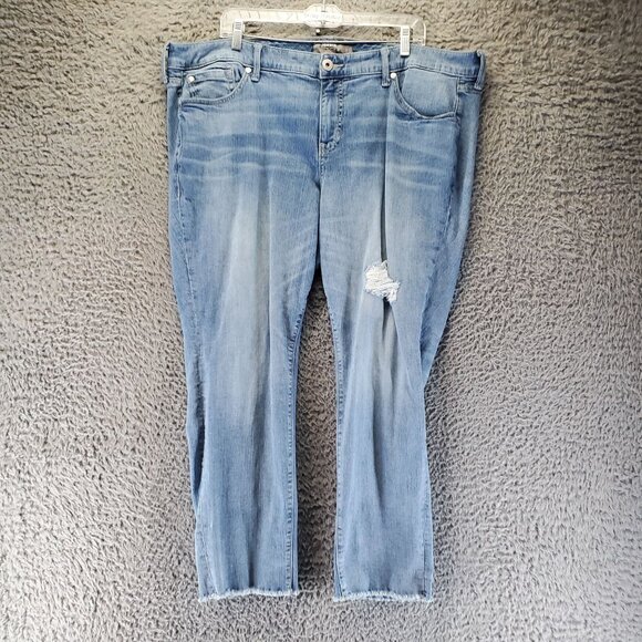 Torrid Jeans Womens Size 20 Blue Crop Boyfriend Distressed Vintage Stretch Denim - Picture 1 of 12